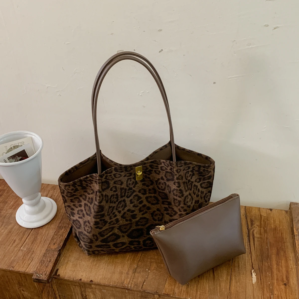 Sac cabas en daim à imprimé lé - Luxury Bags Tote avis et prix